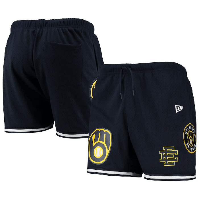 Men's Navy Milwaukee Brewers Mesh Shorts 001